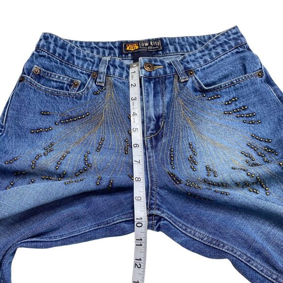 Vintage Route 66 Low Rise Embellished Beaded Embroidered Blue Jeans Sz 4 - Picture 10 of 16